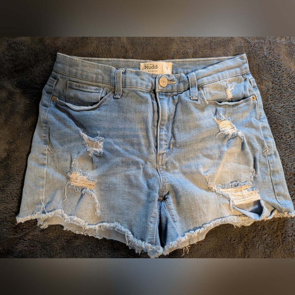 Mudd Light Wash Distressed Denim Cutoff Shorts